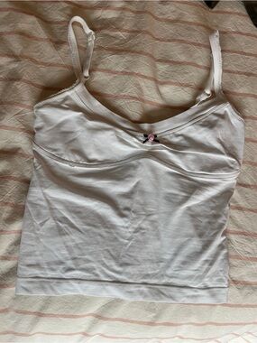 Free People White Cami Tank with Pink Trim